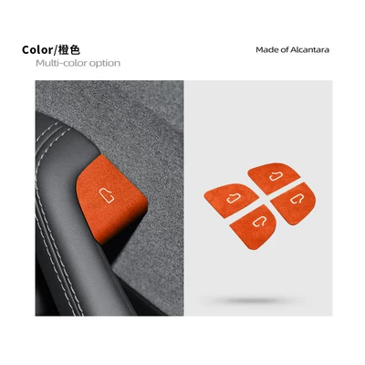 Cross-Border Preferred Choice: Tesla Model 3/Yl Car Door Switch Reminder Stickers, Suede Night Glow Interior Modification (Other Automotive Interior Supplies) - orange-25-26-new-version-y3