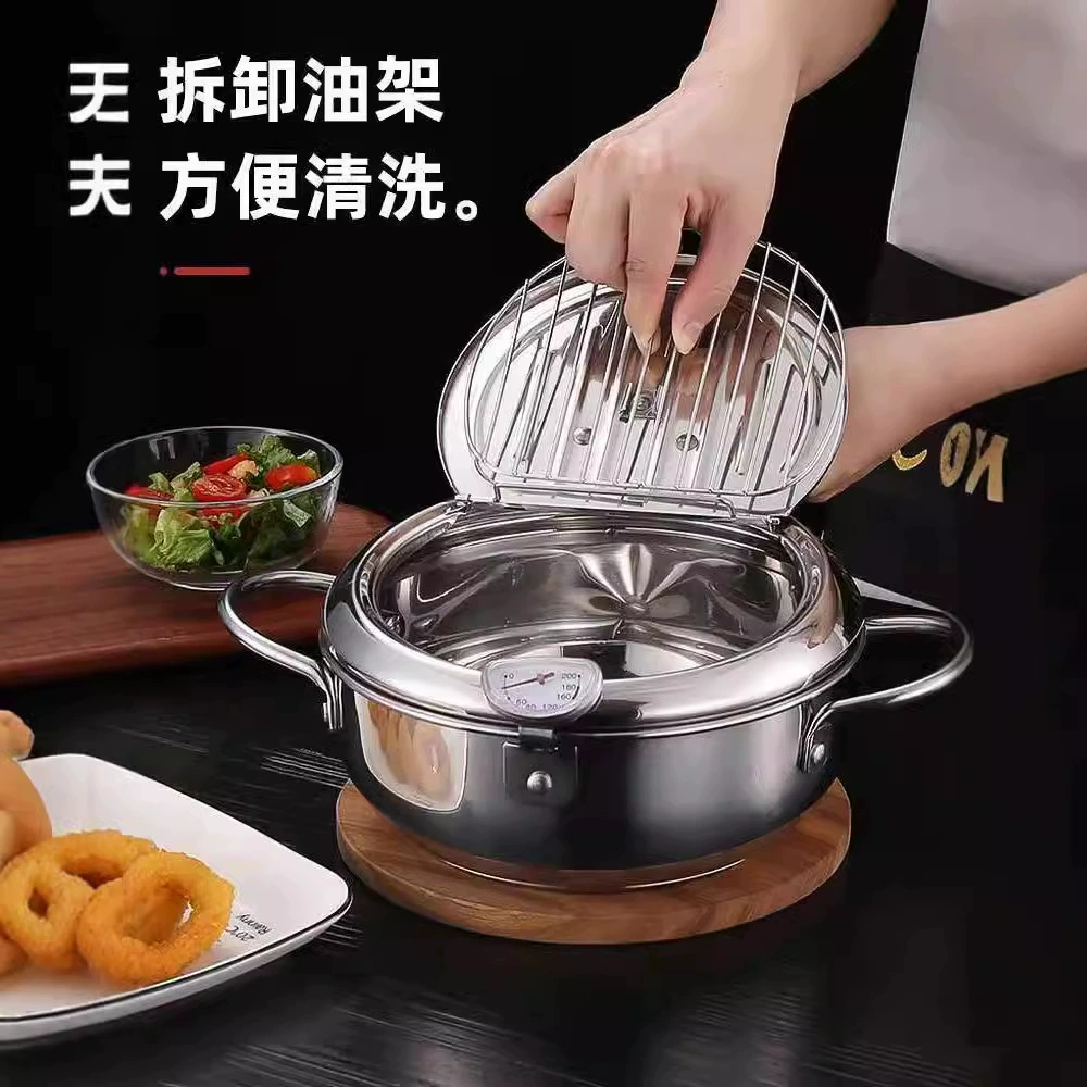 Японский стильTempura fryer pot, здоровый 304 сковорода без фритюра, дом Японский стиль фритюрница жаркое лоток