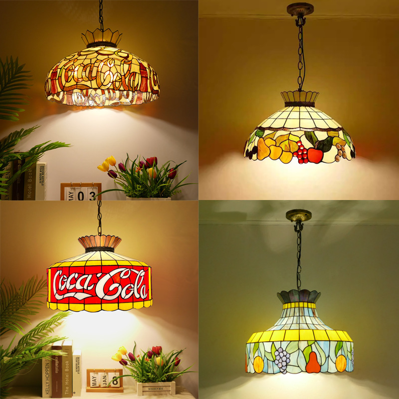 Southeast Asia, Europe and the United States Retro Stained Glass Chandelier Tiffany Restaurant Bedroom Stained Glass Chandelier Southeast Asia, Europe and the United States Retro Stained Glass Chandelier Tiffany Restaurant Bedroom Stained Glass Chandelier