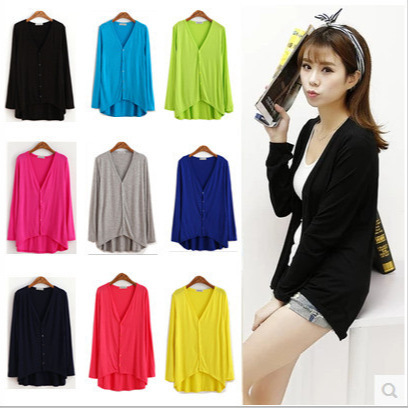 Spring and summer women's clothing new Korean style ultra-long modal long sleeve cardigan thin coat sun protection shirt air conditioning shirt