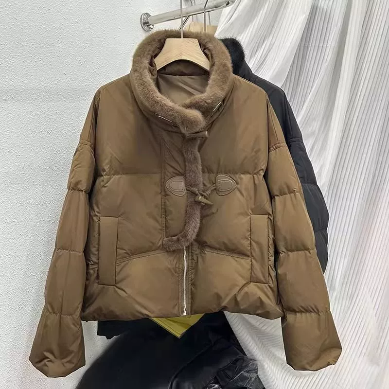 Пуховик корейского кроя, короткая модель для подростков, заполнен пухом, S–2XL