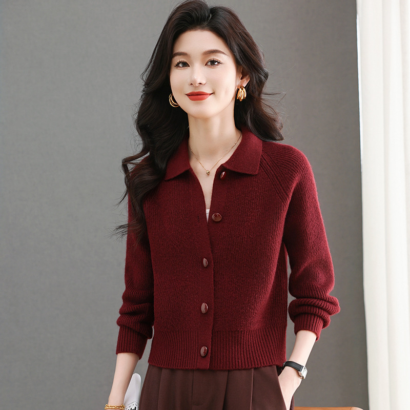 High-End Wool Knitted Cardigan for Women 2025 Autumn and Winter Short Lapel Outer Cashmere Sweater Elegant Jacket Top