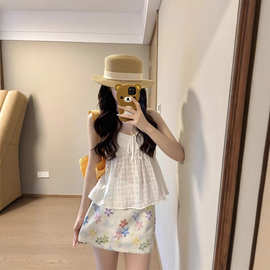韩版气质减龄彩色晕染印花半身裙女2025夏季氛围感高腰包臀短裙子