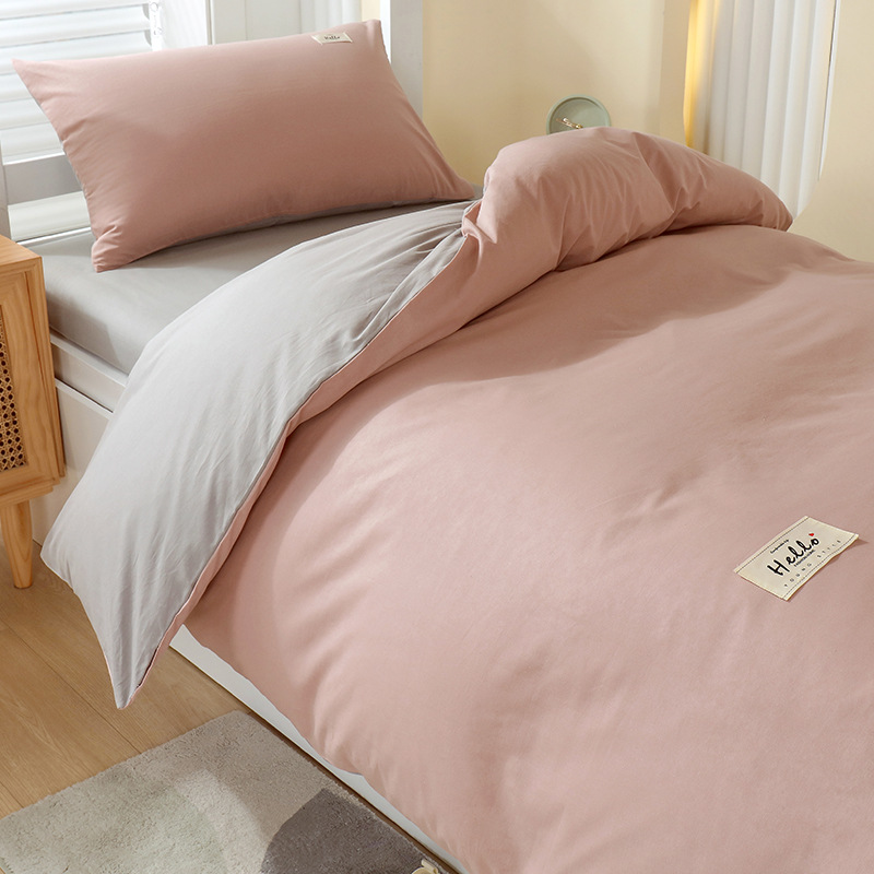 Ropa de cama de tres piezas para dormitorio de estudiantes universitarios, juego de cuatro piezas de algodón puro, funda de edredón de sábana individual 100% algodón