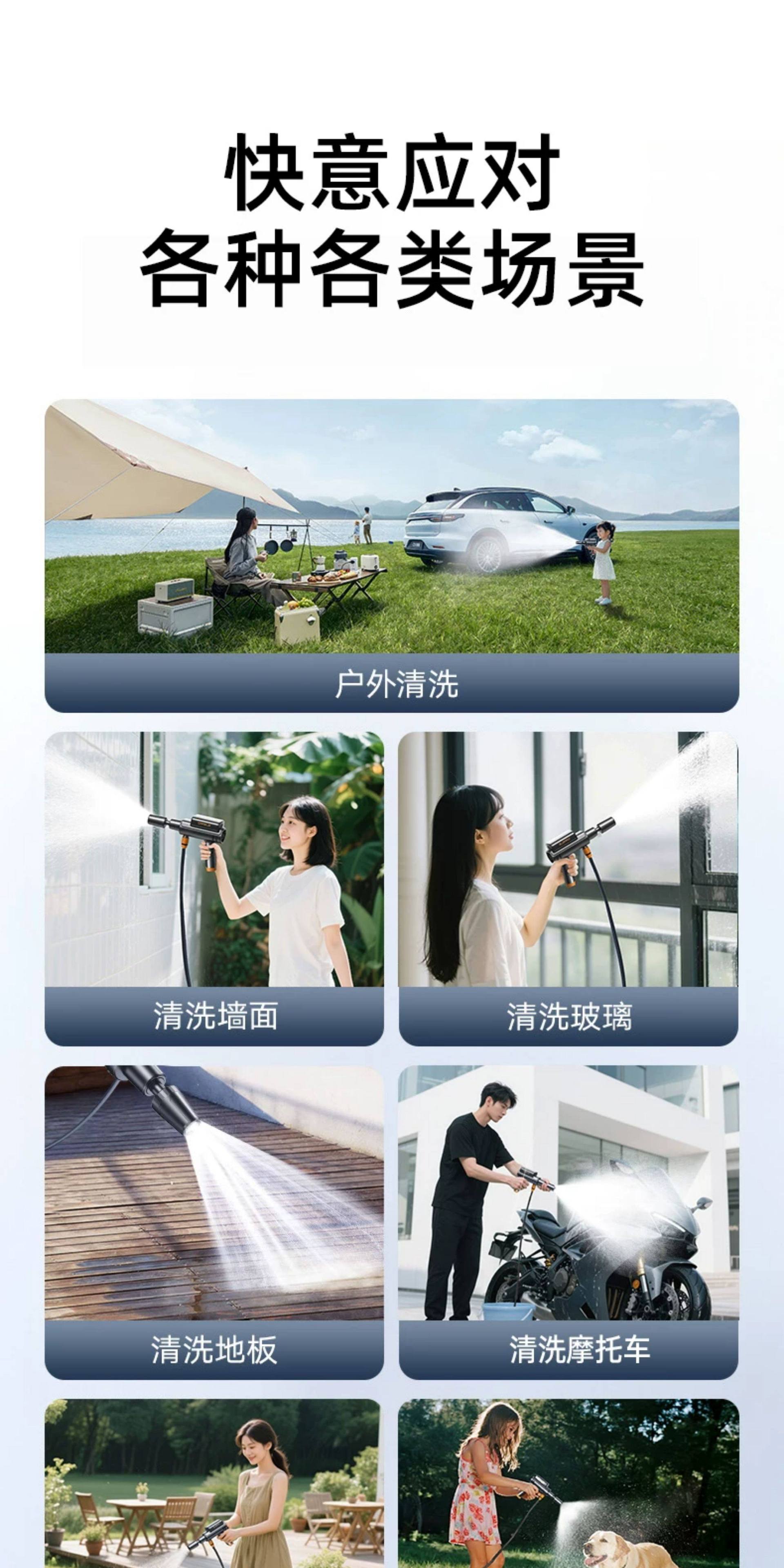 Car Wireless Washing Machine, High-Pressure Water Gun, Household Electric Lithium Battery Cleaning Machine, Powerful Pressure Washer