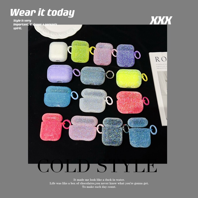 Suitable for Apple 4 Bluetooth Pink Diamond Headphone Cover AirPods 3Rd Generation Explosion Bead Headphone Protective Shell Pro2 with Hook 2Nd Generation