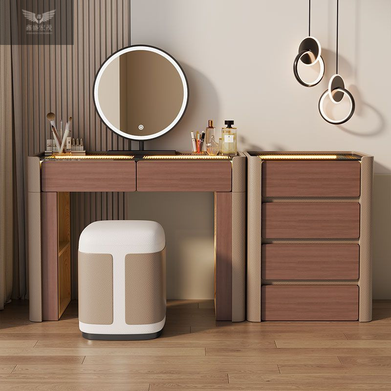 Madera sólida lujosa mesa de vestuario dormitorio de alta calidad cabecera de cama gabinete de maquillaje mesa de maquillaje de madera sólida gabinete de maquillaje integrado