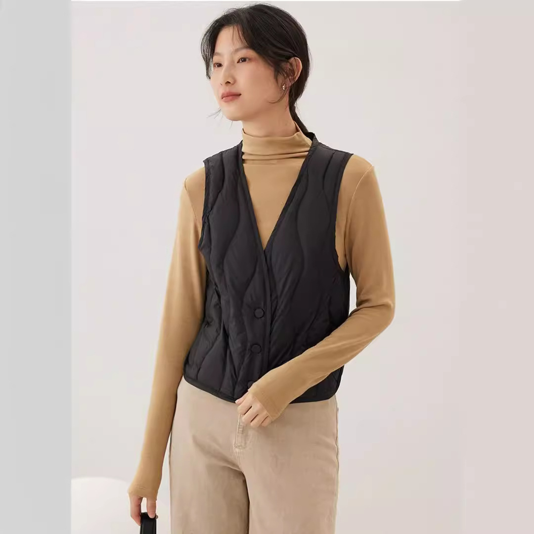 羽绒服马甲女2024新款内穿背心V领打底轻薄内搭舒适内胆坎肩