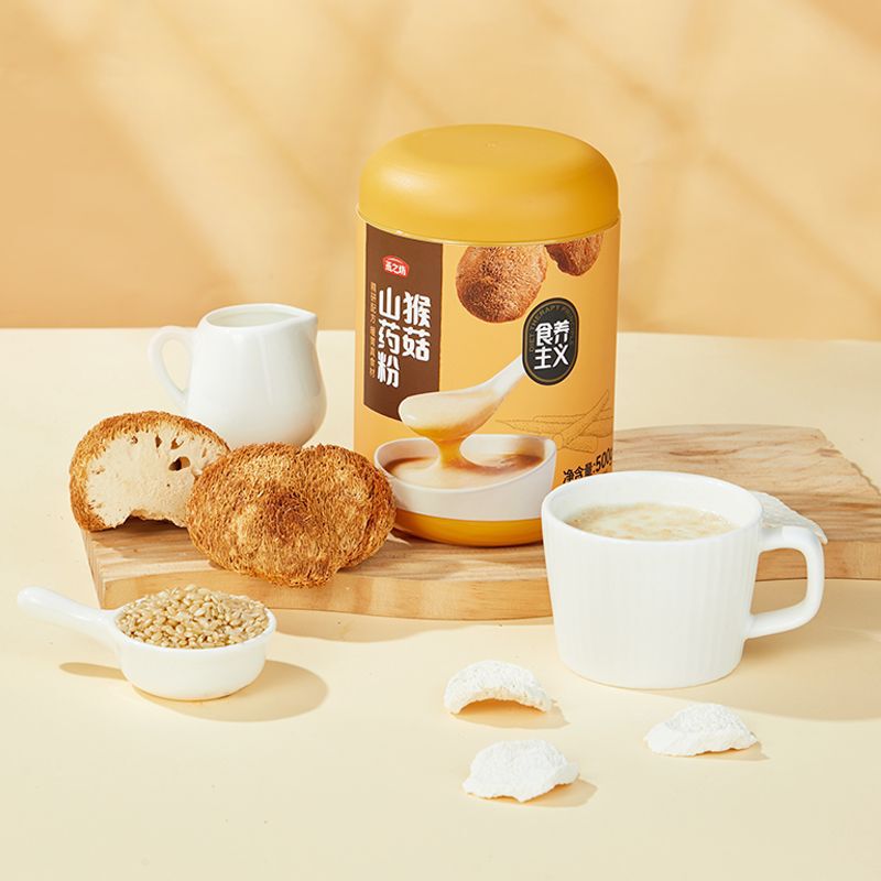 Yan Zhifang Monkey Mushroom Yam Powder Instant Breakfast Nutrition Full-stomach meal replacement powder Canned 500g Grain Powder