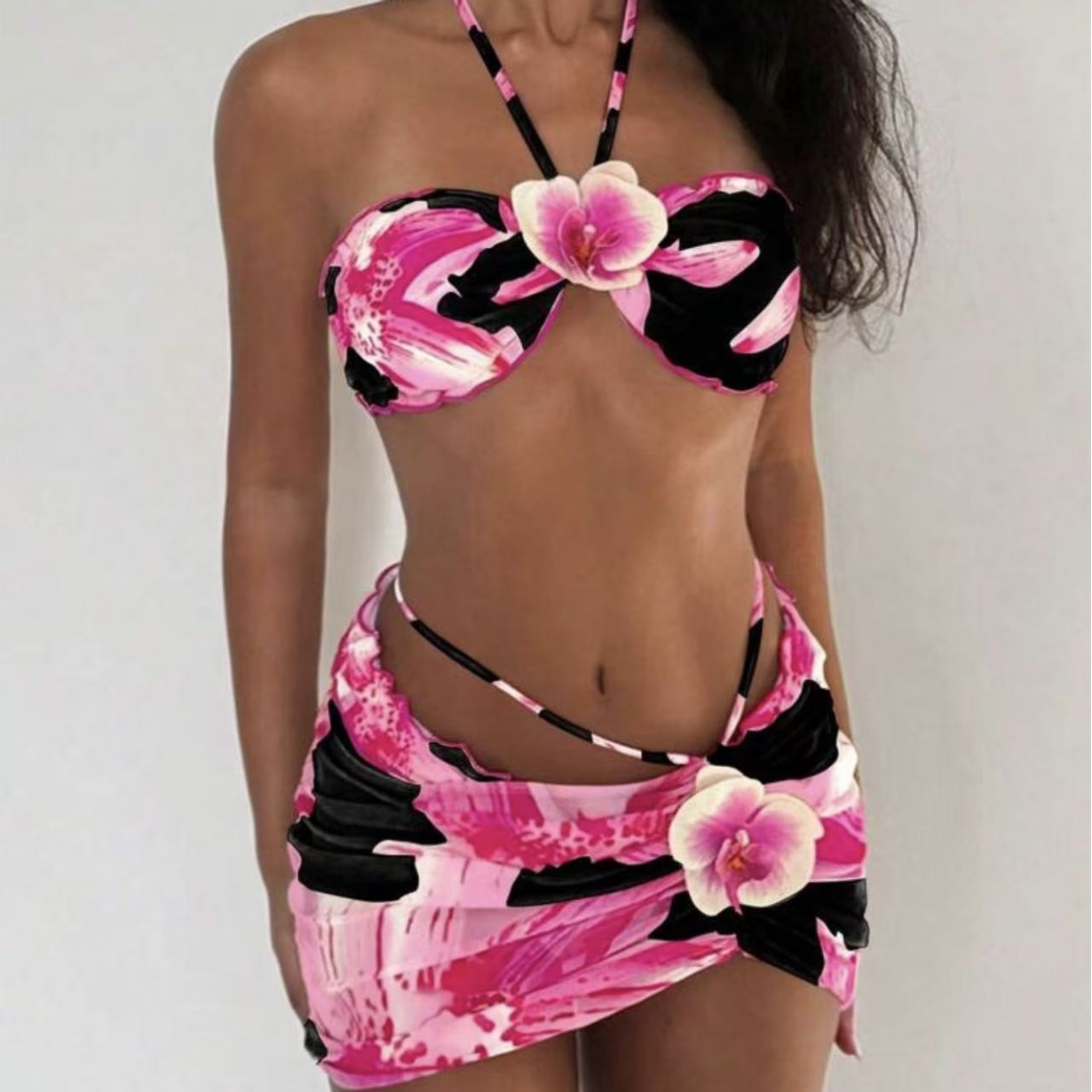 Women's Clothing Women's Three Piece Bikini Set Triangle Style Sexy Swimwear Quick-Dry Polyester, Modest Coverage_voghion.com