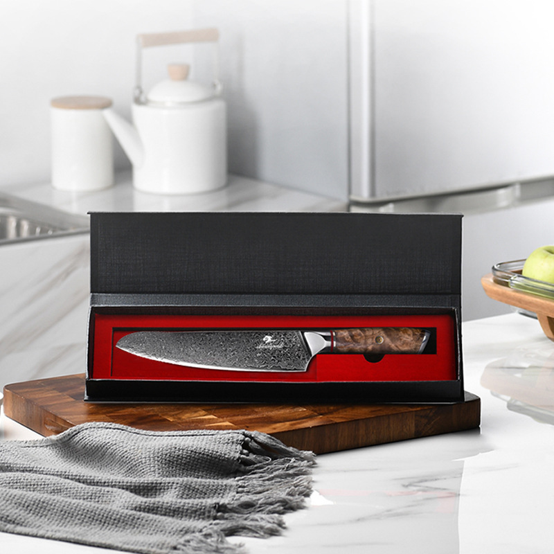 Cuchillo cocinero de acero de Damasco de 8 pulgadas mango de registro de madera sombra cocina cortador de carne de acero inoxidable Generación de cabello transfronterizo