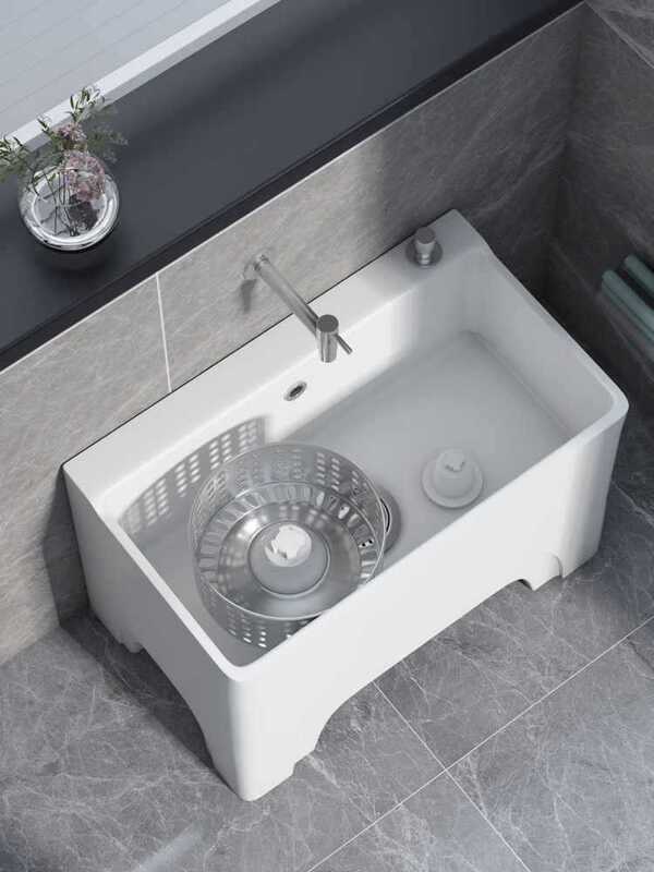 Large Household Mop Sink for Balcony, Ceramic Mop Basin, Double-Drive Floor-Standing Mop Basin Large Household Mop Sink for Balcony, Ceramic Mop Basin, Double-Drive Floor-Standing Mop Basin