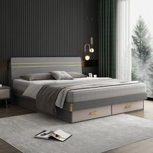 北欧实木床1.8米现代简约轻奢家用单双人主卧床高箱储物1.5米婚床