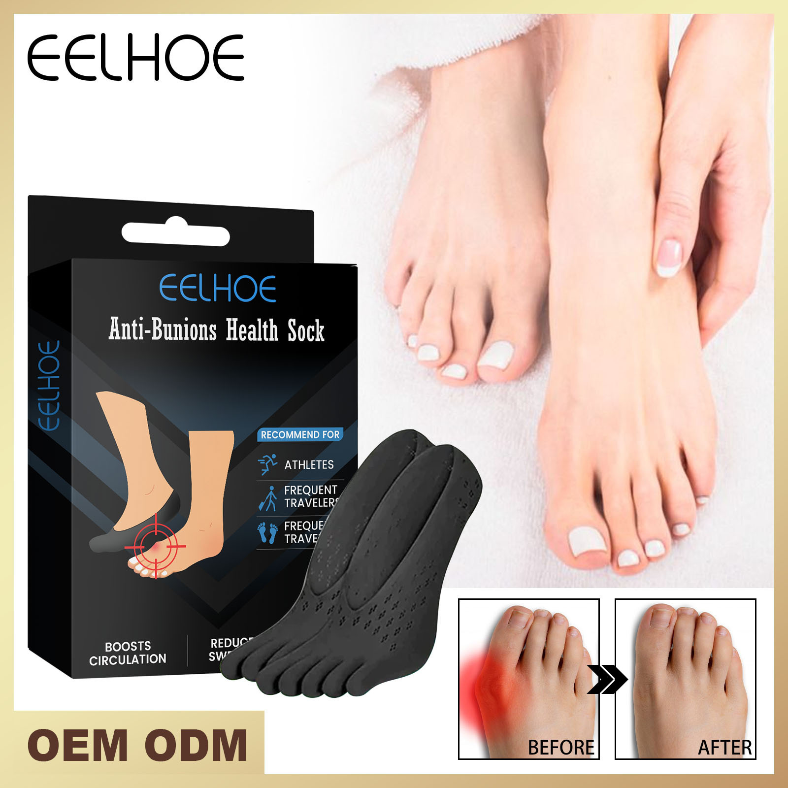 EELHOE foot care socks warm breathable non-slip soft comfortable relief heel soreness foot massage socks