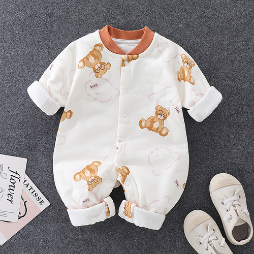 Baby jumpsuit autumn and winter quilted thin cotton baby warm clothes for men and women, crawling clothes, newborn baby clothes