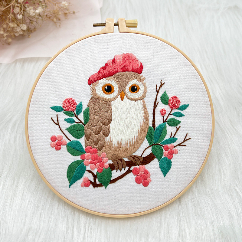 Lu serie de bordados pájaros bordados DIY material paquete de paquetes de aguja hecha a mano inglés peces peces pinturas decorativas de sala de estar