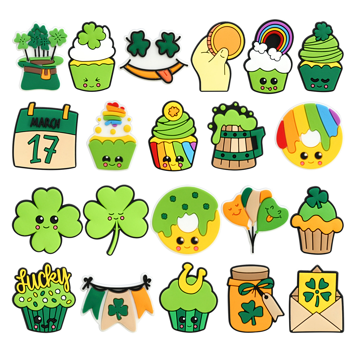 圣帕特里克洞洞鞋鞋花配饰DIY个性软胶PVC鞋扣卡通鞋子配件现货