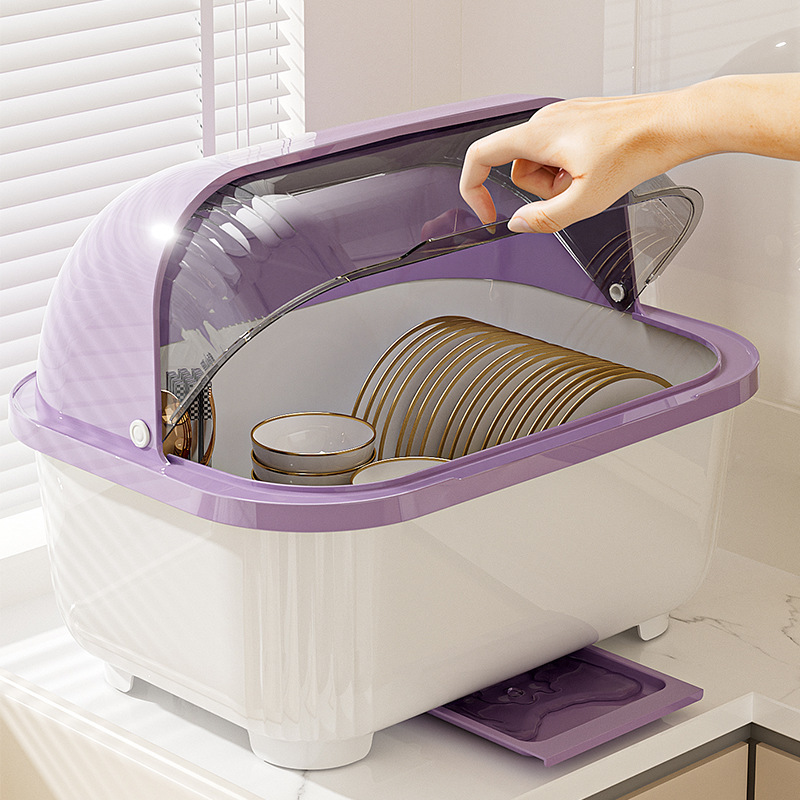 キッチン食器収納ボックス家庭用寮食器収納ラック蓋付き排水可能なプラスチック食器棚ボウルボックスボウルラック|undefined