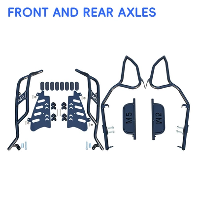 front and rear bumpers, 100/125/200 | Motorcycle bumper - black-carbon-steel-front-and-rear-bumpers-with-free-footrests