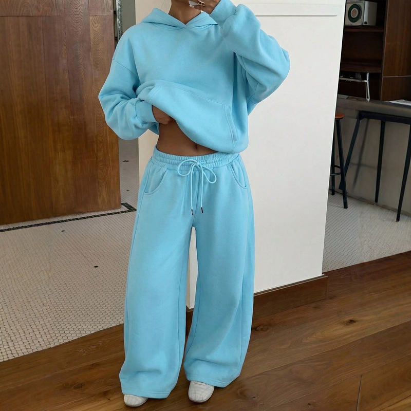 2026 New Women's Clothing Amazon European and American Women's Sports Suit Street Style Fleece Casual Fashion Sweatshirt Two-Piece Set 2026 New Women's Clothing Amazon European and American Women's Sports Suit Street Style Fleece Casual Fashion Sweatshirt Two-Piece Set