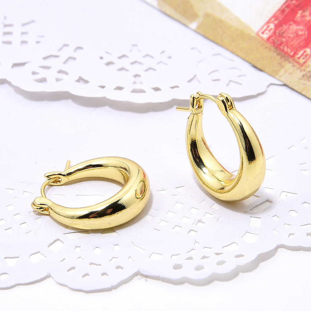 Copper Material 1 Pair Streetwear U Shape Copper Plating Hoop Earrings