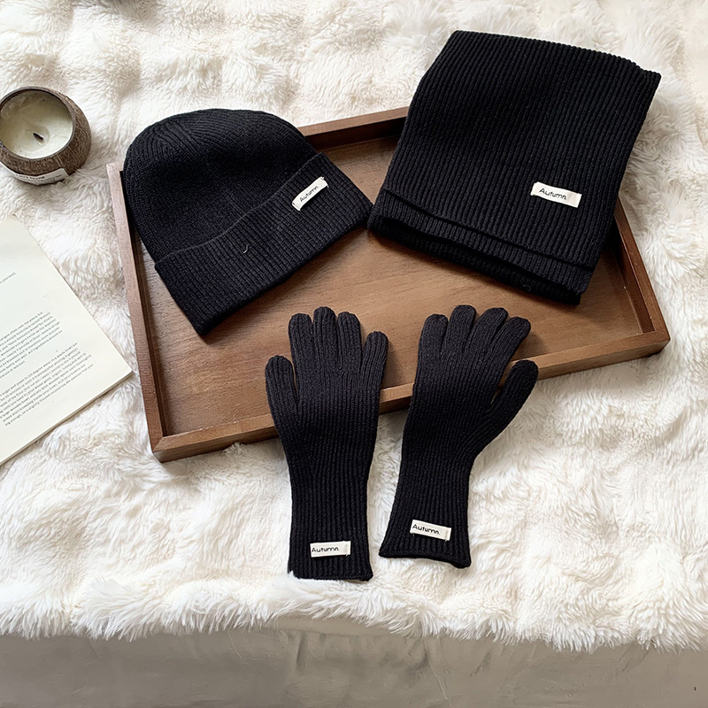 Guantes de sombrero de punto de tres piezas para hombres y mujeres parejas de invierno cálidas bufandas verdes guantes de sombrero