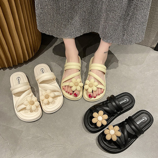 2023 new flower sandals women's thick-soled non-slip summer fairy style out-of-home slippers Rome casual wholesale