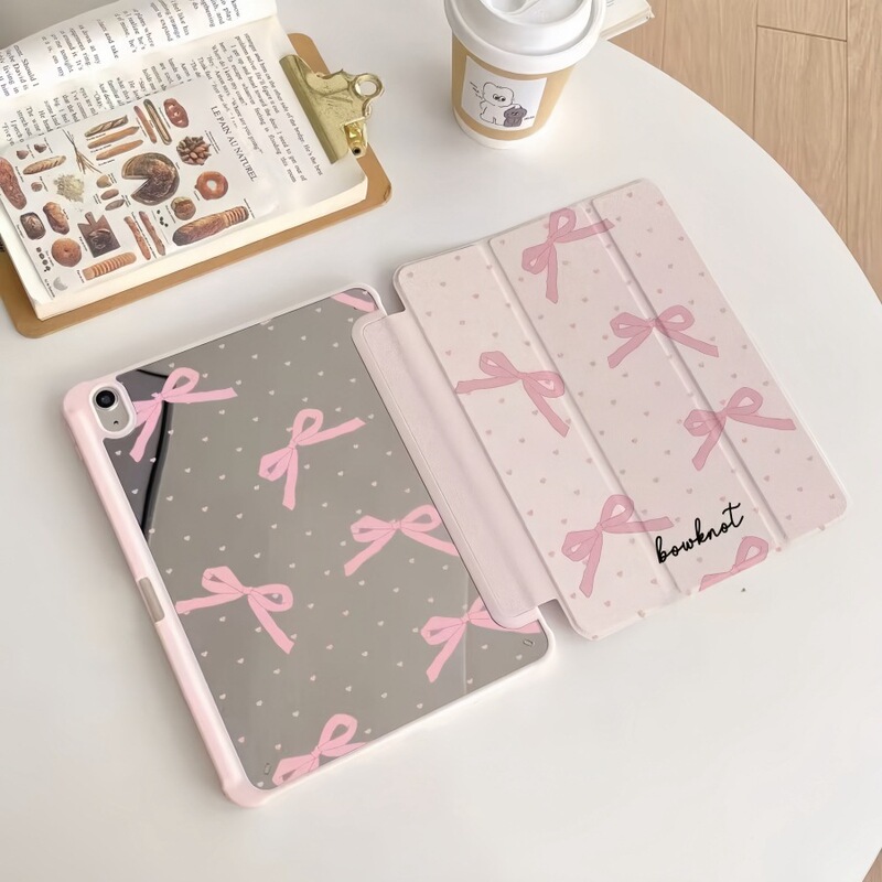 Pink Mirror Bow Tablet Case iPad Air4/5/6/Pro 11 2024/10.2/9.7