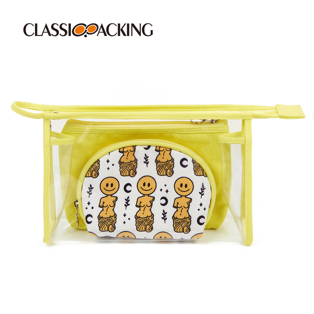 Bolsa de almacenamiento al por mayor de fábrica de tres piezas portátil lindo grande tamaño pequeño bolso de la madre y el niño bolso cosmético multifuncional monedero