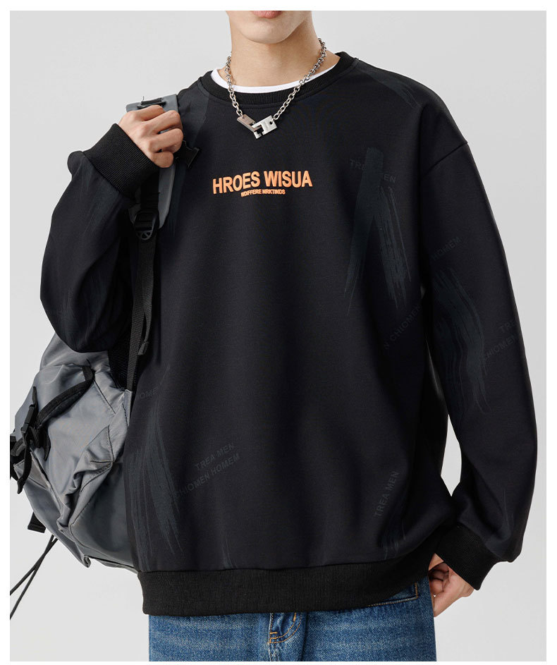 Mit Buchstabenschaum bedruckter trendiger großer Kapuzenpullover 2024, neues Produkt, locker sitzende Kleidung für Männer_voghion.com