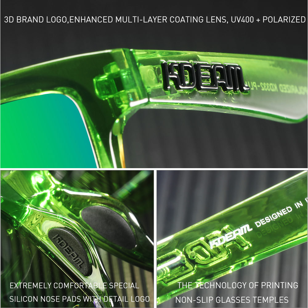 KDEAM古典的な角型偏光運転眼鏡アウトドアスポーツサングラスはアップグレード版332-PLUSを大きくした