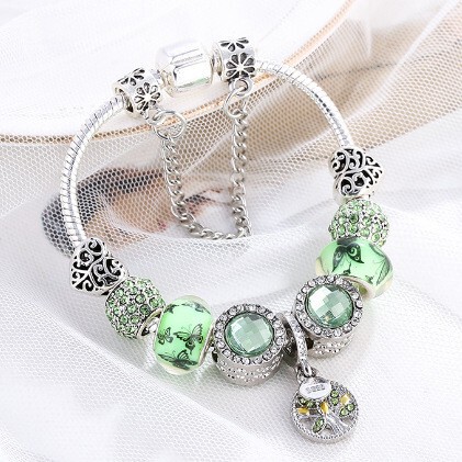 Gangdi Cross-Border New Silver-Plated Spring Series Fresh Charm Women's and Men's Bracelets with Diamonds Personalized Bracelets