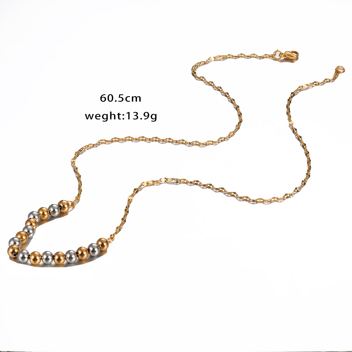 Simple Style Geometric Stainless Steel Beaded Plating Necklace display picture 1