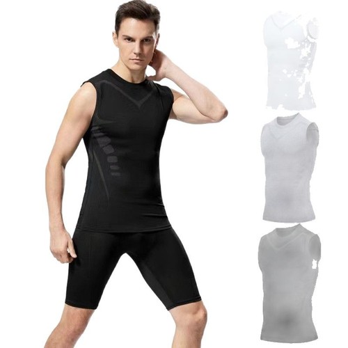 Men's Sports Tight Vest, Quick-Drying Elastic Running Basketball Training Suit, Sleeveless Base Layer for Fitness and Track & Field Athletics