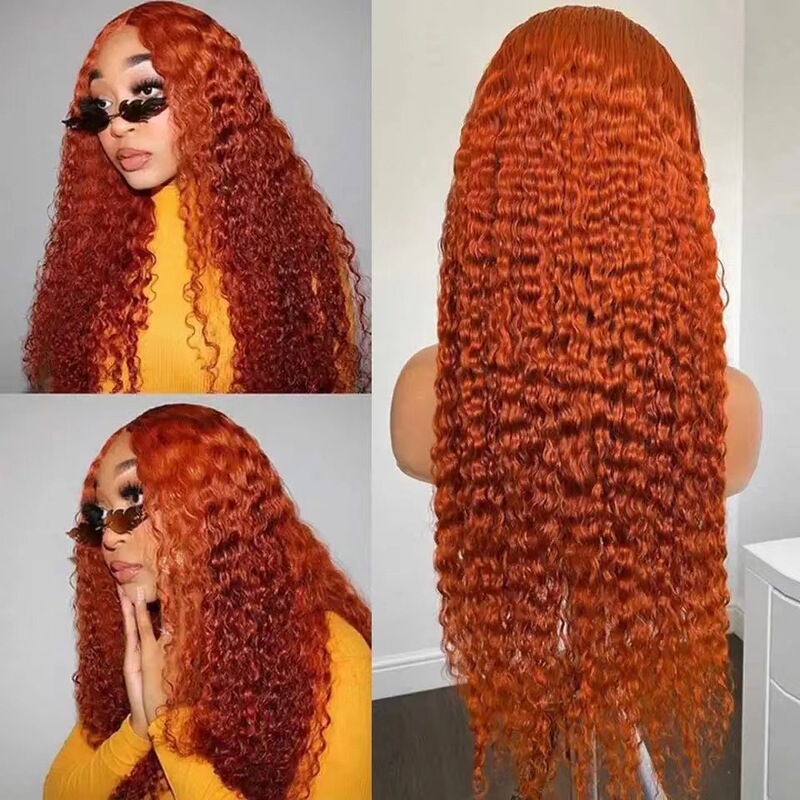 AliExpress hot selling front lace African small roll wig orange lace long curly hair Latin American roll factory in stock generation hair