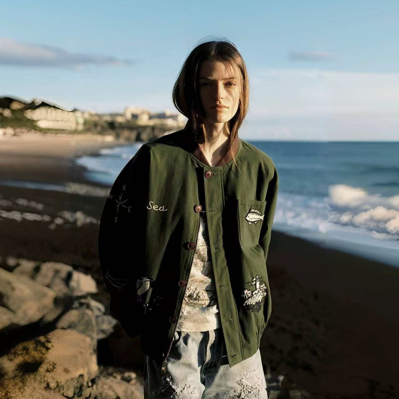 French-Style Sa Brand 2025 Summer New Retro Fashion Embroidered Fishing Boat Patchwork Corduroy Collar Loose Jacket French-Style Sa Brand 2025 Summer New Retro Fashion Embroidered Fishing Boat Patchwork Corduroy Collar Loose Jacket