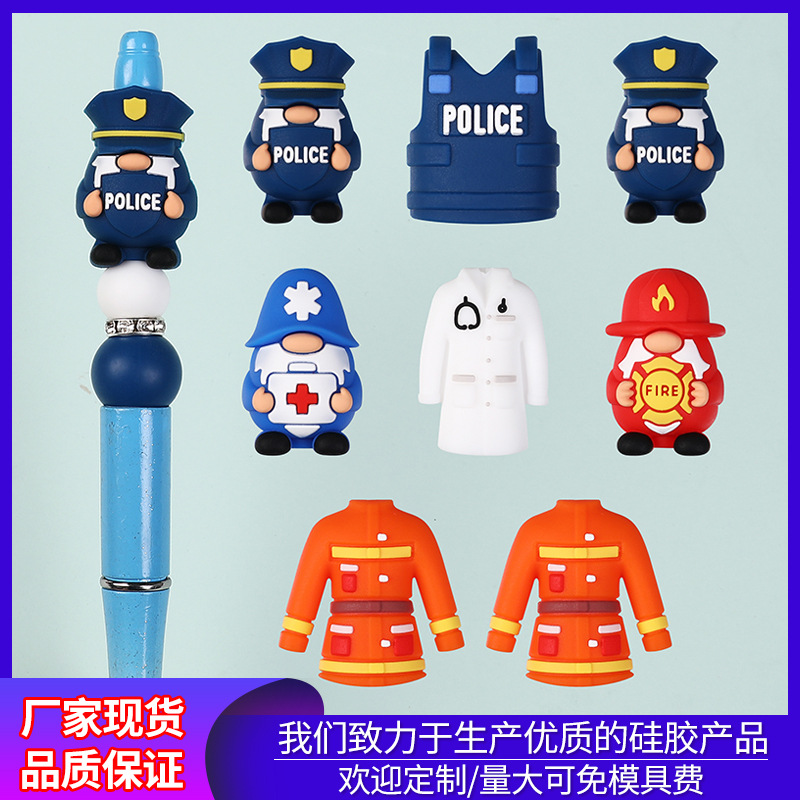 跨境创意3D侏儒硅胶珠diy串珠材料饰品手串项链配件立体珠子批发