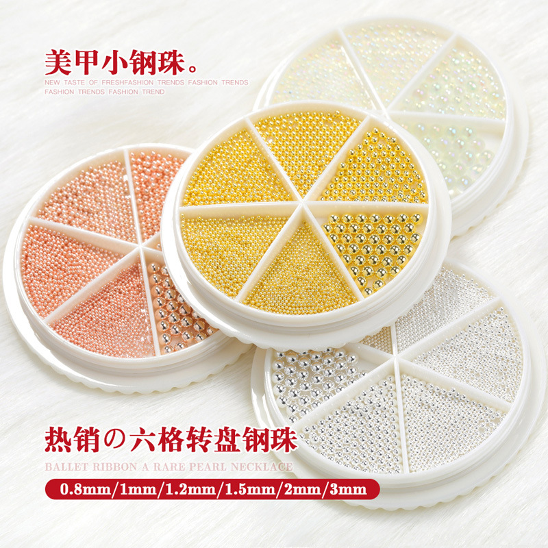 Joyería de uñas de perlas 2023 nuevos accesorios de decoración de uñas popular en línea redonda accesorios tridimensionales cuentas