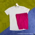 Crystal Stripe Set White + D218 Pink Shorts