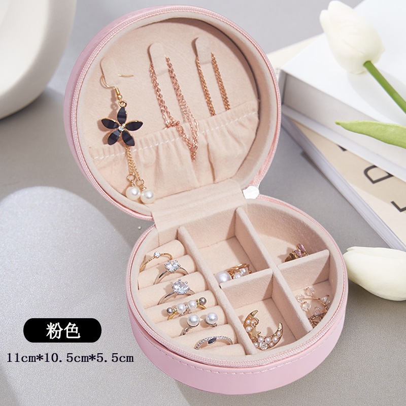 Cruz de la frontera de cuero de la PU caja de joyería simple pendientes de la caja de almacenamiento de joyería portátil creativa pendientes pequeña caja de joyería