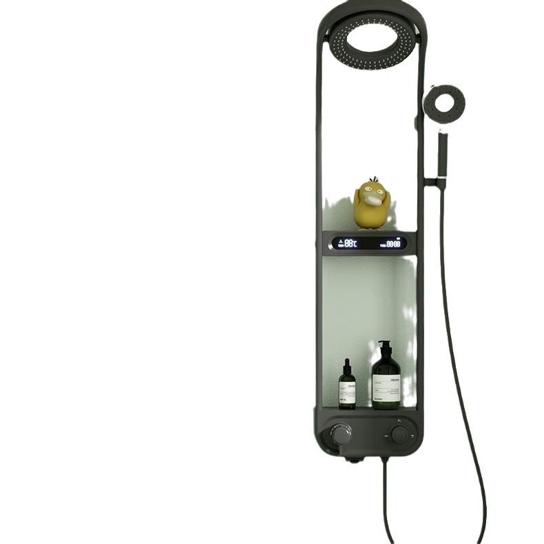 Pistola transfronteriza gris blanco ducha cabeza traje sobrealimentado almacenamiento rack pantalla digital ducha hogar Baño ducha