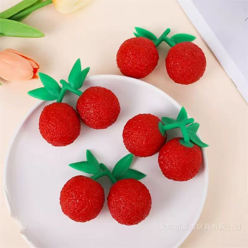 Cross-Border New Product: Realistic Bayberry Stress Relief Toy, Fruit and Vegetable Stress Relief Squeeze Toy, Popular Foreign Trade Wholesale Item