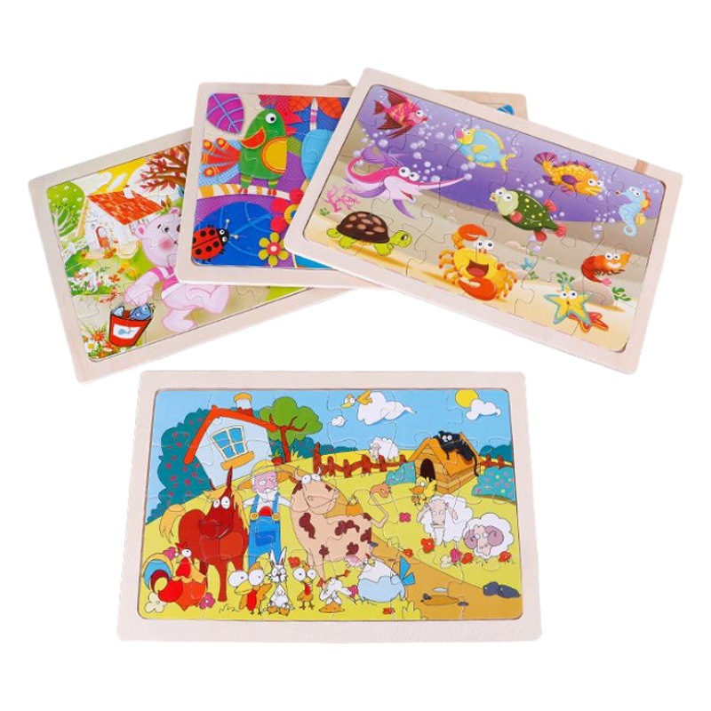 20 rompecabezas de madera de 24 piezas rompecabezas de madera de la frontera animal Underwater World Juguetes educativos de educación temprana para niños