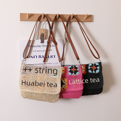 Cross-border Amazon supply mother-in-law cross-body grass-woven bag new color-blocking shoulder grass bag woven bag women's beach bag