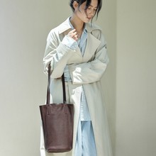 裘真慵懒遇水桶包女真皮腋下单肩包复古通勤包头层植斜挎皮包包