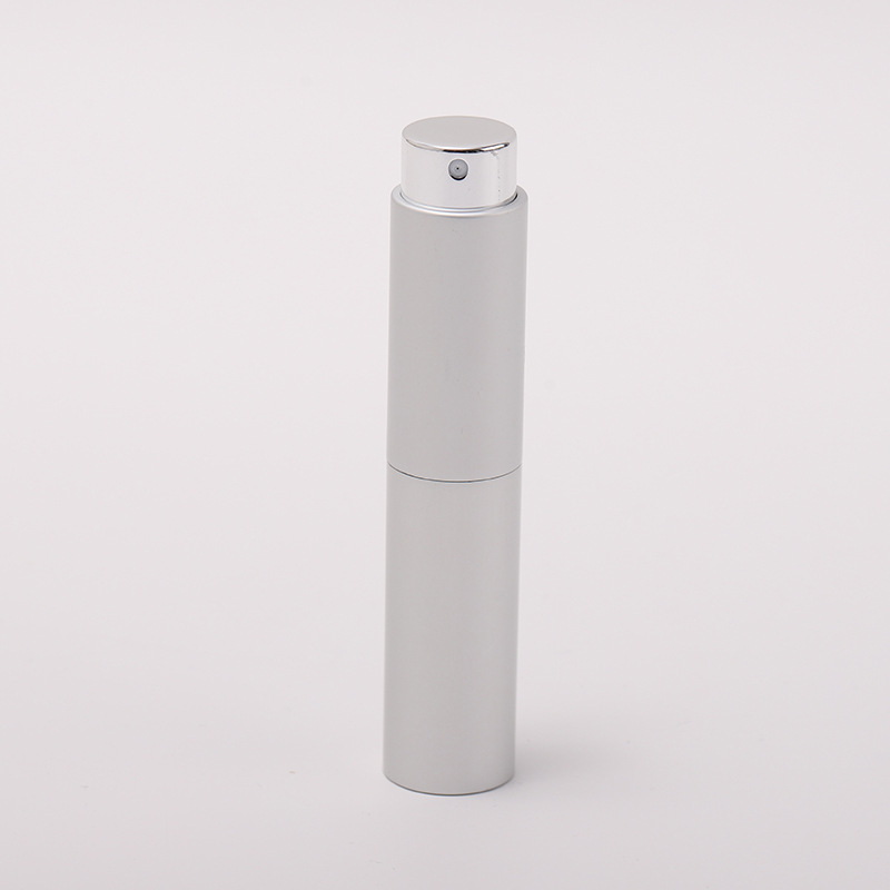 10ml portátil giratoria de dos secciones retráctil perfume sub-botella vacía botella impresa logotipo botella de aerosol muestra botella de vidrio