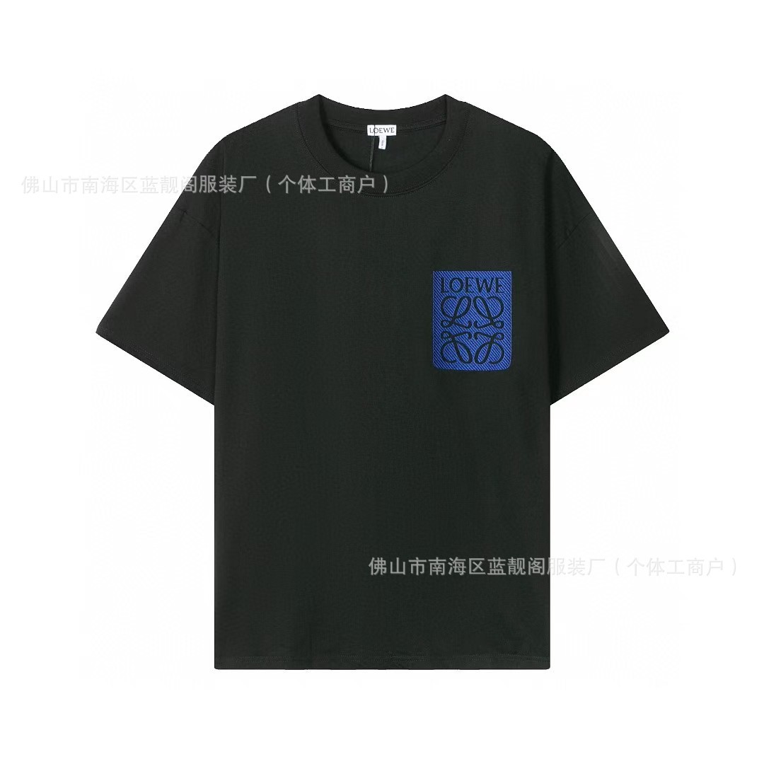 正しいバージョンLOE家24SS新ポケット刺繍クラシック小標男女ゆるいカジュアルカップル半袖tシャツ