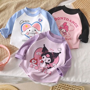 Children's long-sleeved T-shirt top de Velvet autumn and winter new boys and girls cartoon western style baby bottoming shirt one-piece delivery