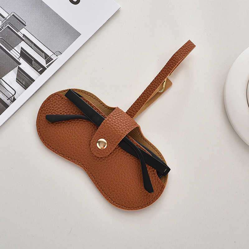 40g Weight Glasses Pouch Classification Pu Leather Material Solid Color Pattern Unisex Gender Vintage Style, Simple Style Style Vintage Style Simple Style Solid Color Pu Leather Unisex Glasses Pouch 3