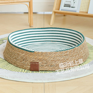 New Rattan Cat Nest Four Seasons Universal Pet Internet Popular Cat Nest Pad Scratch Resistant Japanese Style Cat House Dog Nest Breathable and Comfortable
